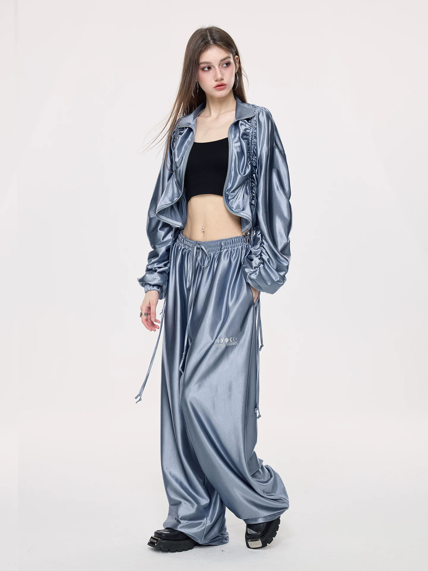 Nova Street Metallic Satin Drawstring Set(SEPERATE)