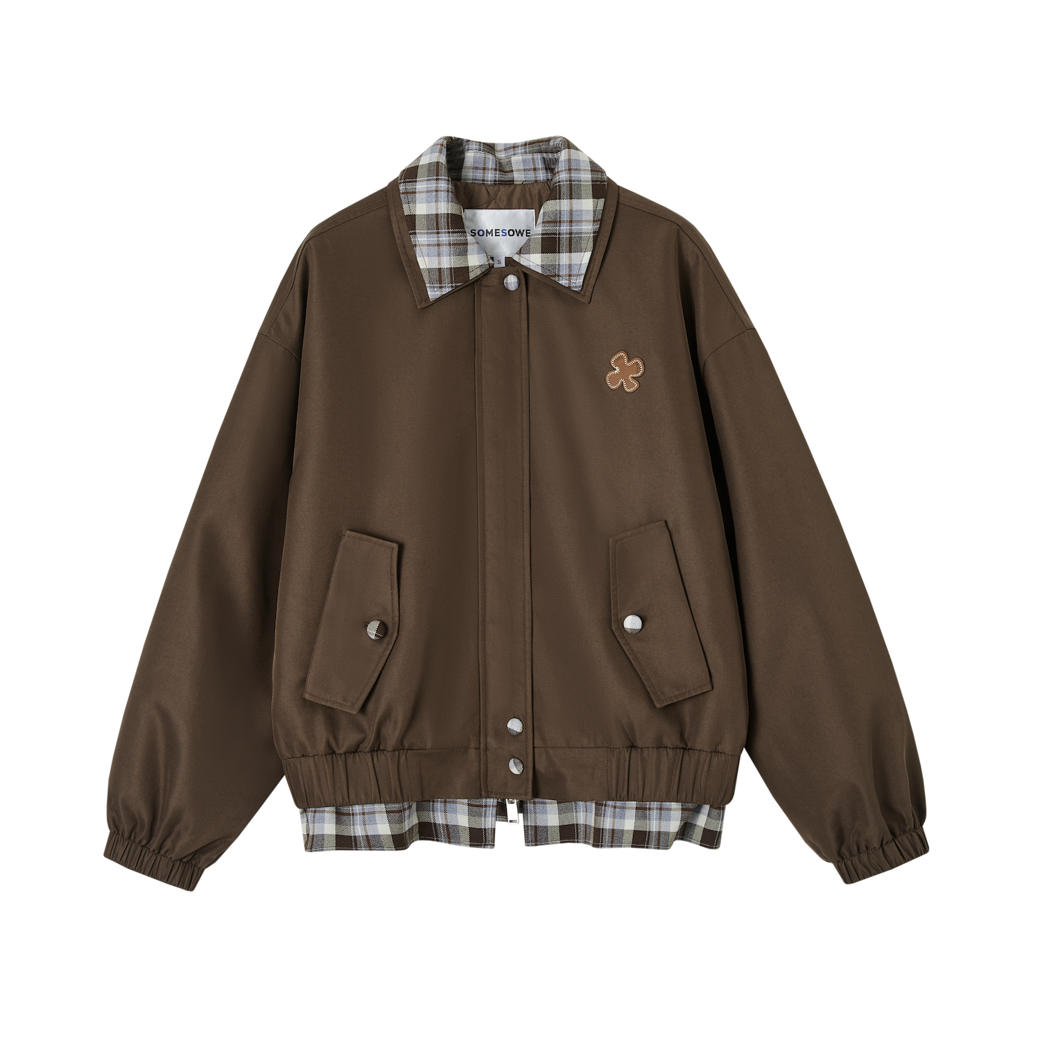 SOMESOWE S2509003 Double layered collar plaid spliced jacket