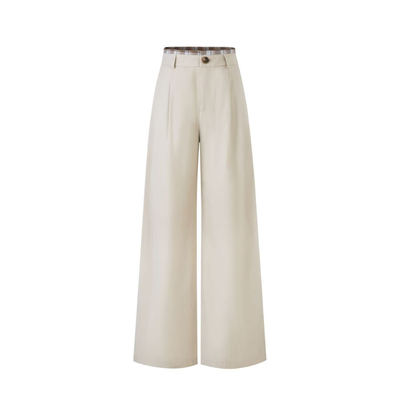 Lafreedom LAC350115 Simple checkered patchwork loose pants (2color)