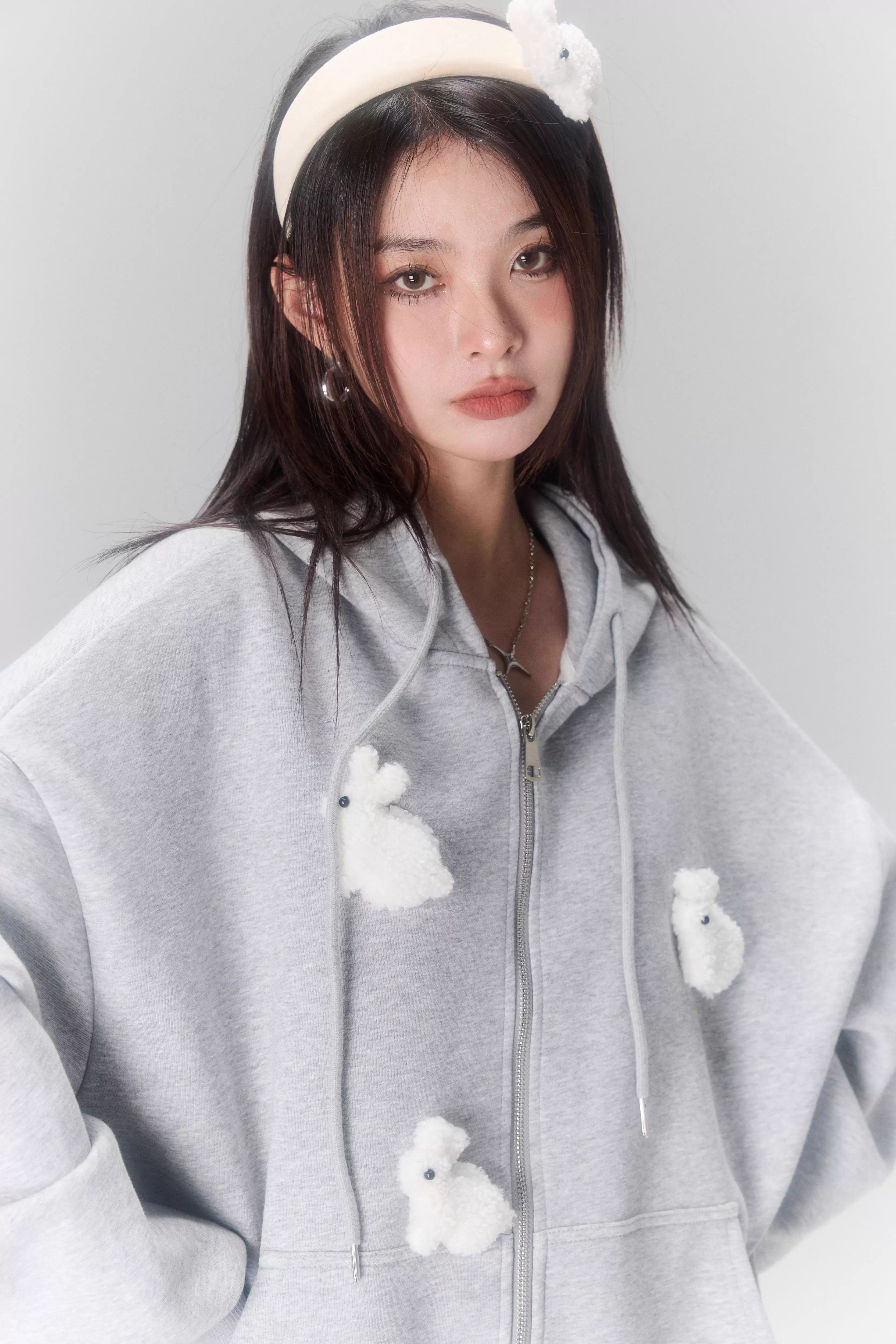 Cloud Season Mini Rabbit Hoodies Coat(2colro)