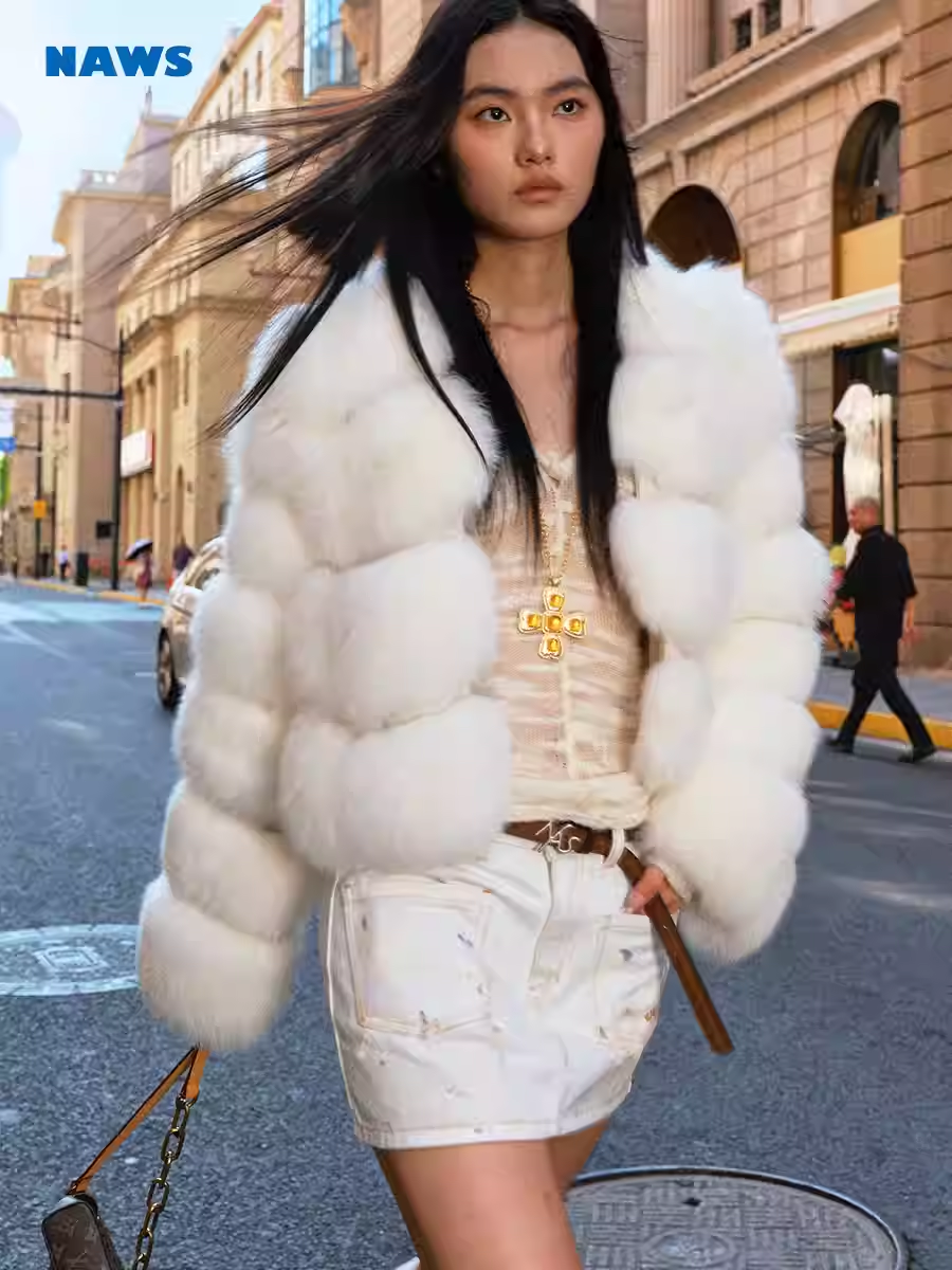NAWS Polar Collection Finnish White Fox Fur Coat