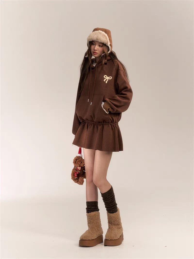 AsGony ASG24630 Hoodie Dress(2color)