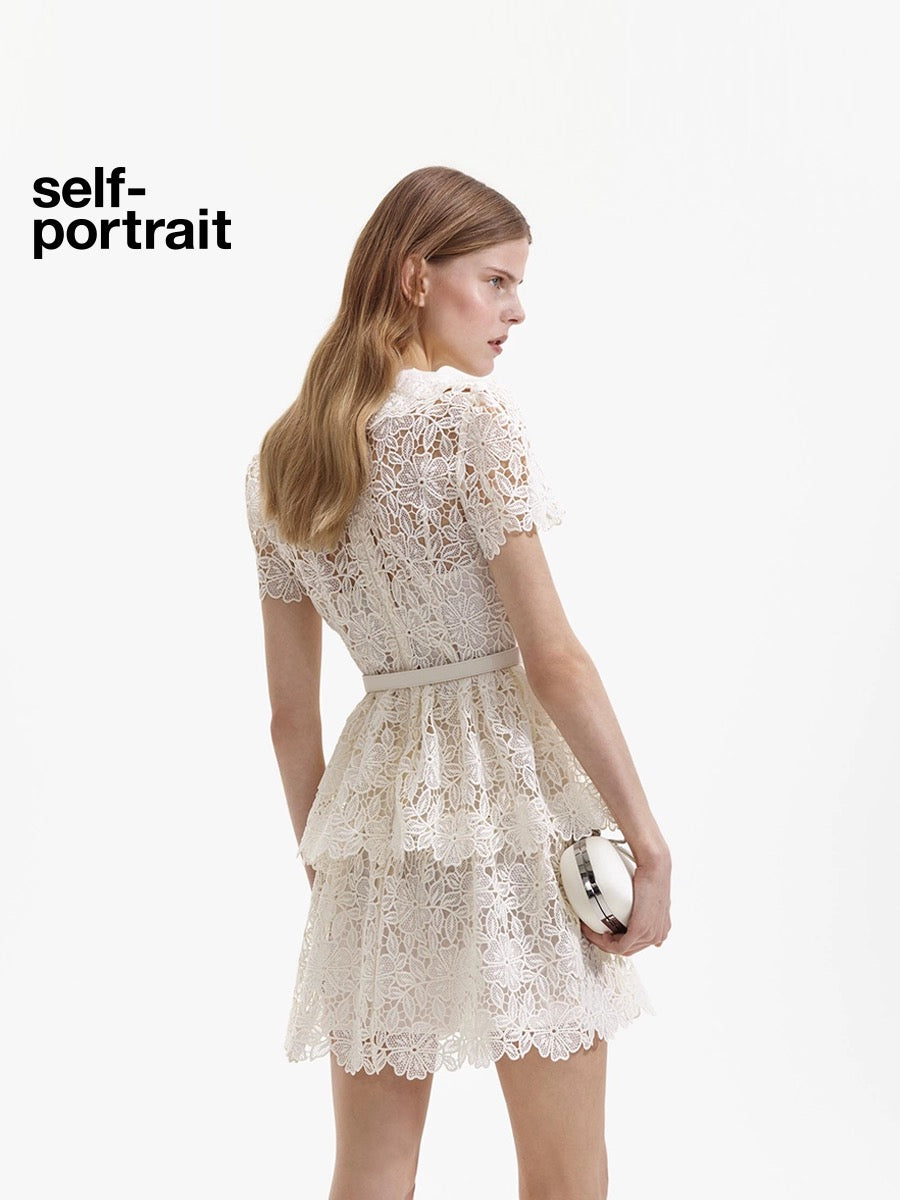Self-Portrait CREAM COLLAR MINI DRESS