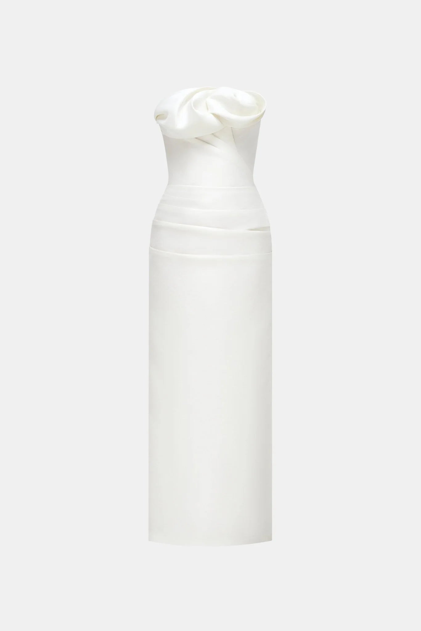 Montsand Ivory Draped Tube Midi Dress