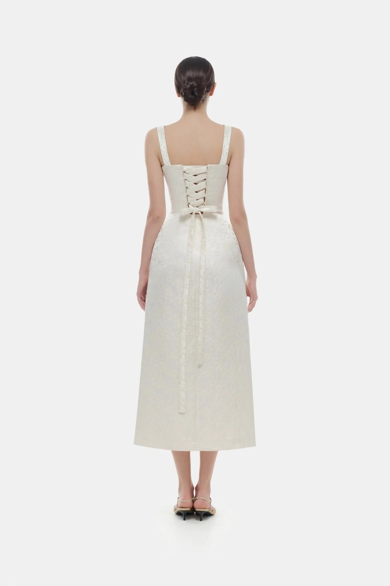 Montsand Ivory Floral Bustier Midi Dress