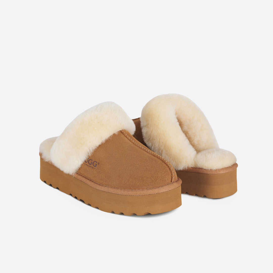 OZLANA UGG OZ3002 CLASSIC COQUETTE PLATFORM SLIPPER  (DETACHABLE FEATURE)