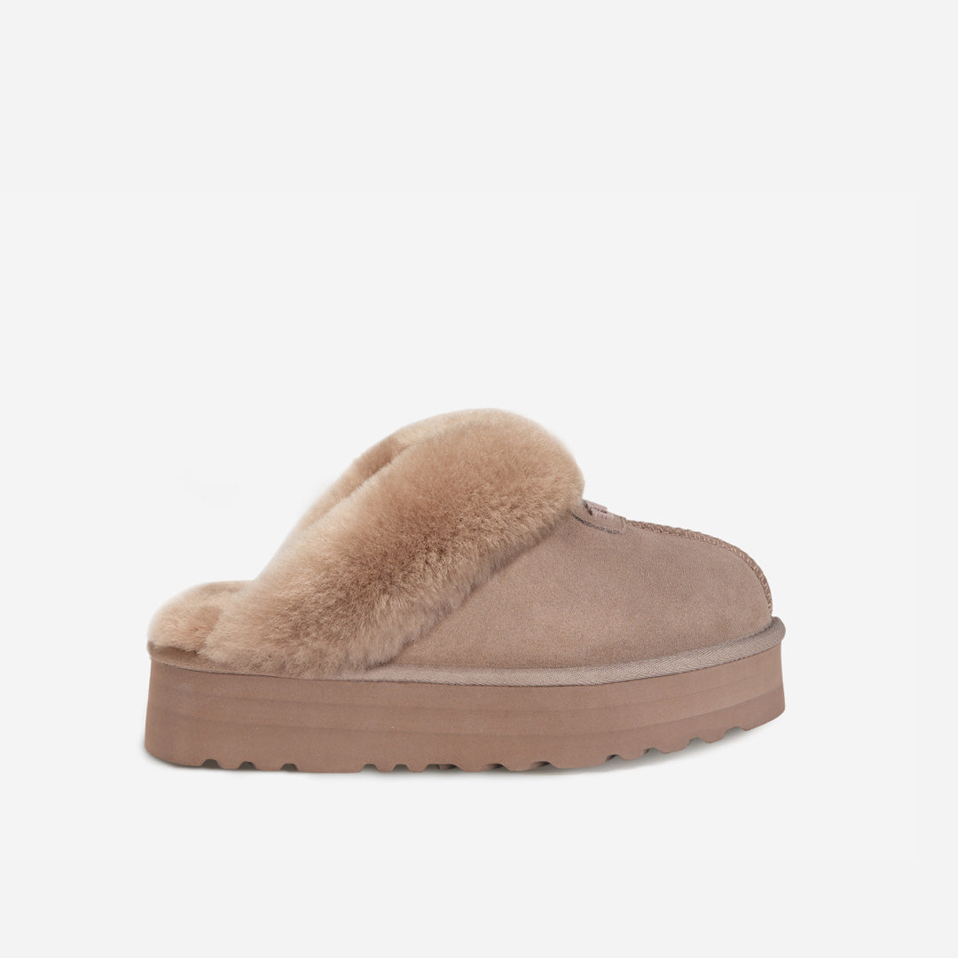 OZLANA UGG OZ3005 CLASSIC COQUETTE LOGO PLATFORM SLIPPER (DETACHABLE FEATURE)