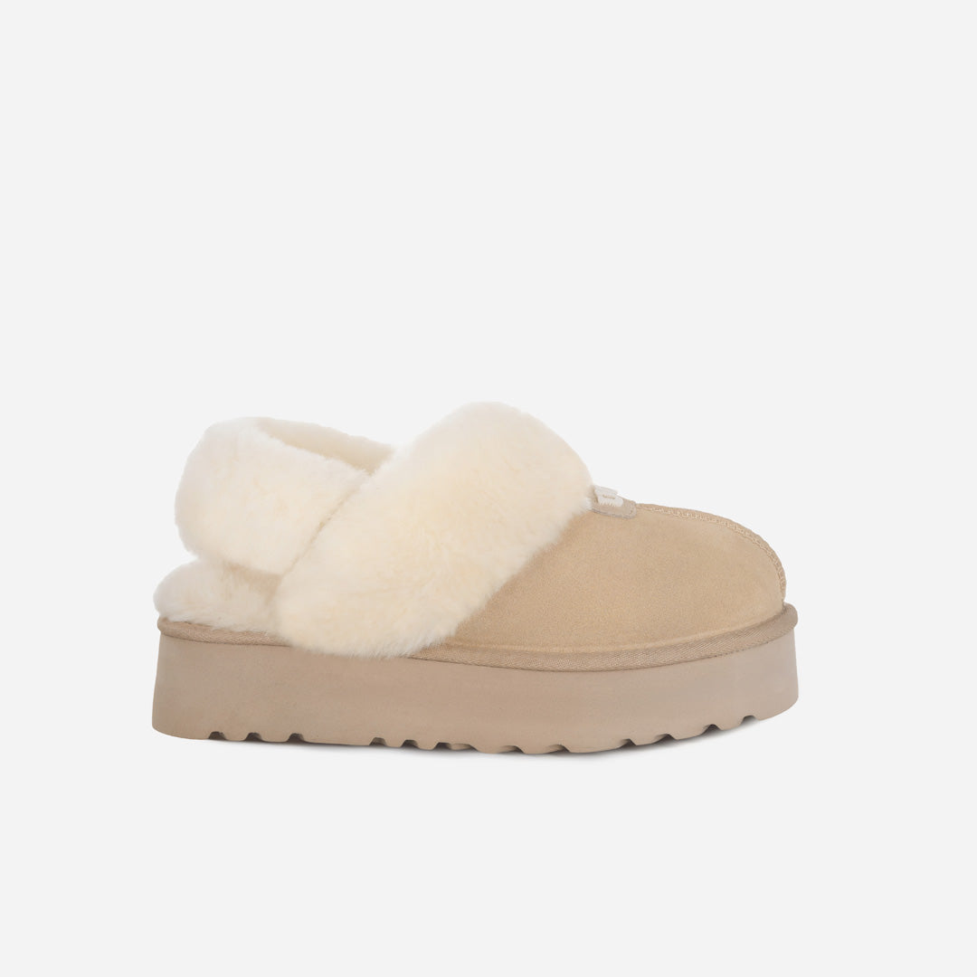 OZLANA UGG OZ3005 CLASSIC COQUETTE LOGO PLATFORM SLIPPER (DETACHABLE FEATURE)
