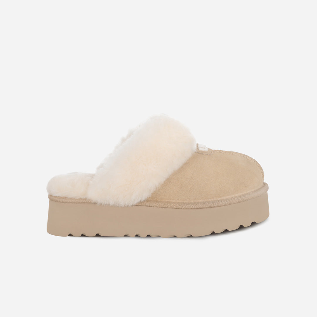 OZLANA UGG OZ3005 CLASSIC COQUETTE LOGO PLATFORM SLIPPER (DETACHABLE FEATURE)