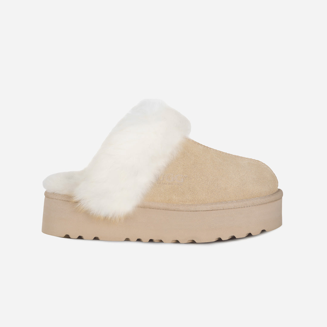 OZLANA UGG OZ3003 CLASSIC COQUETTE PREMIUM PLATFORM SLIPPER (DETACHABLE FEATURE)