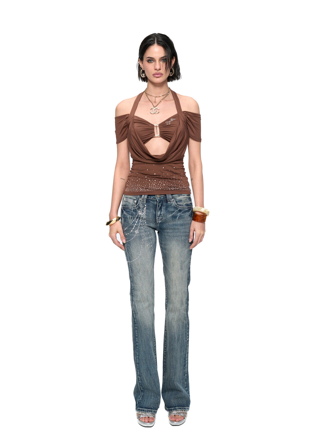 JYOSEI Halter neck diamond top