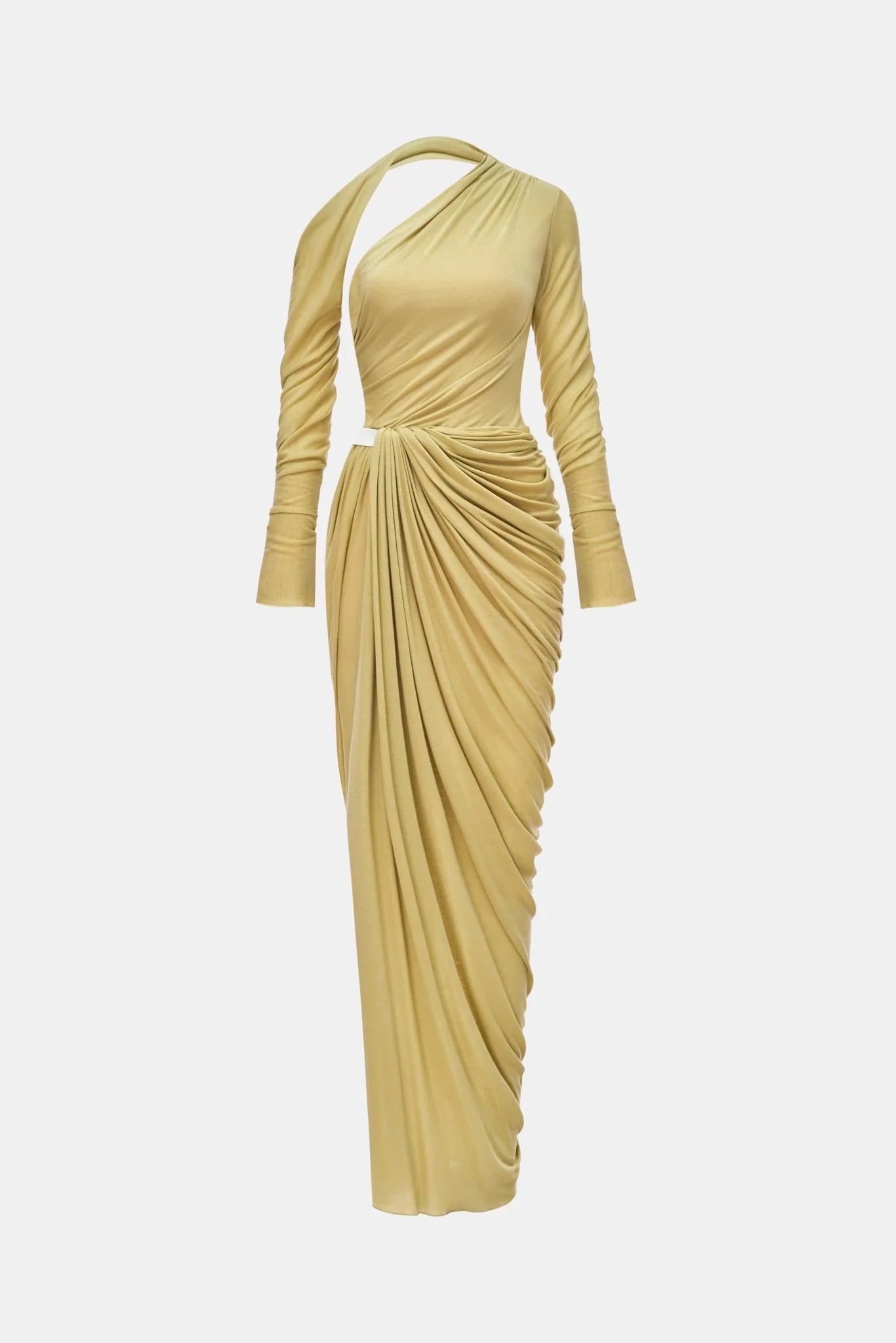 Montsand Lime Draped Asymmetric Maxi Dress