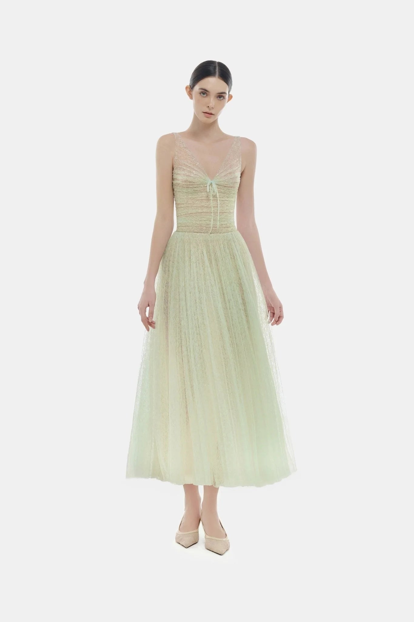 Montsand Mint Drapped Midi Dress