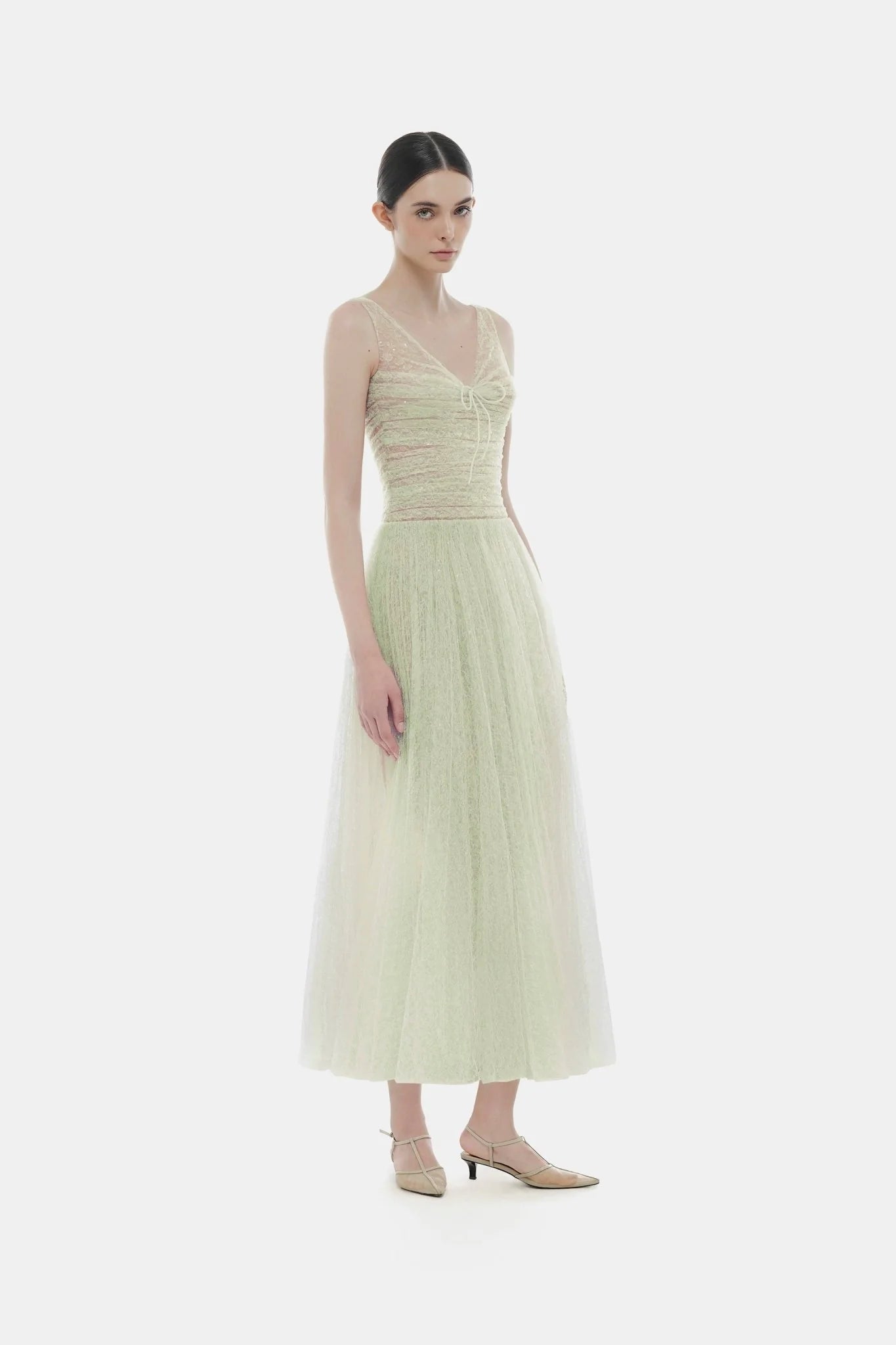 Montsand Mint Drapped Midi Dress