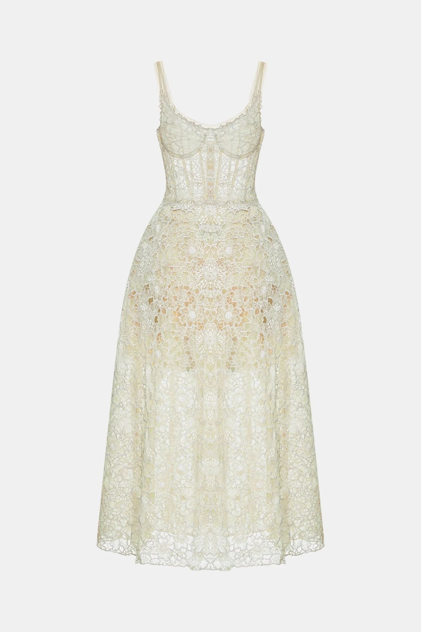 Montsand Mint Flower Lace Maxi Dress