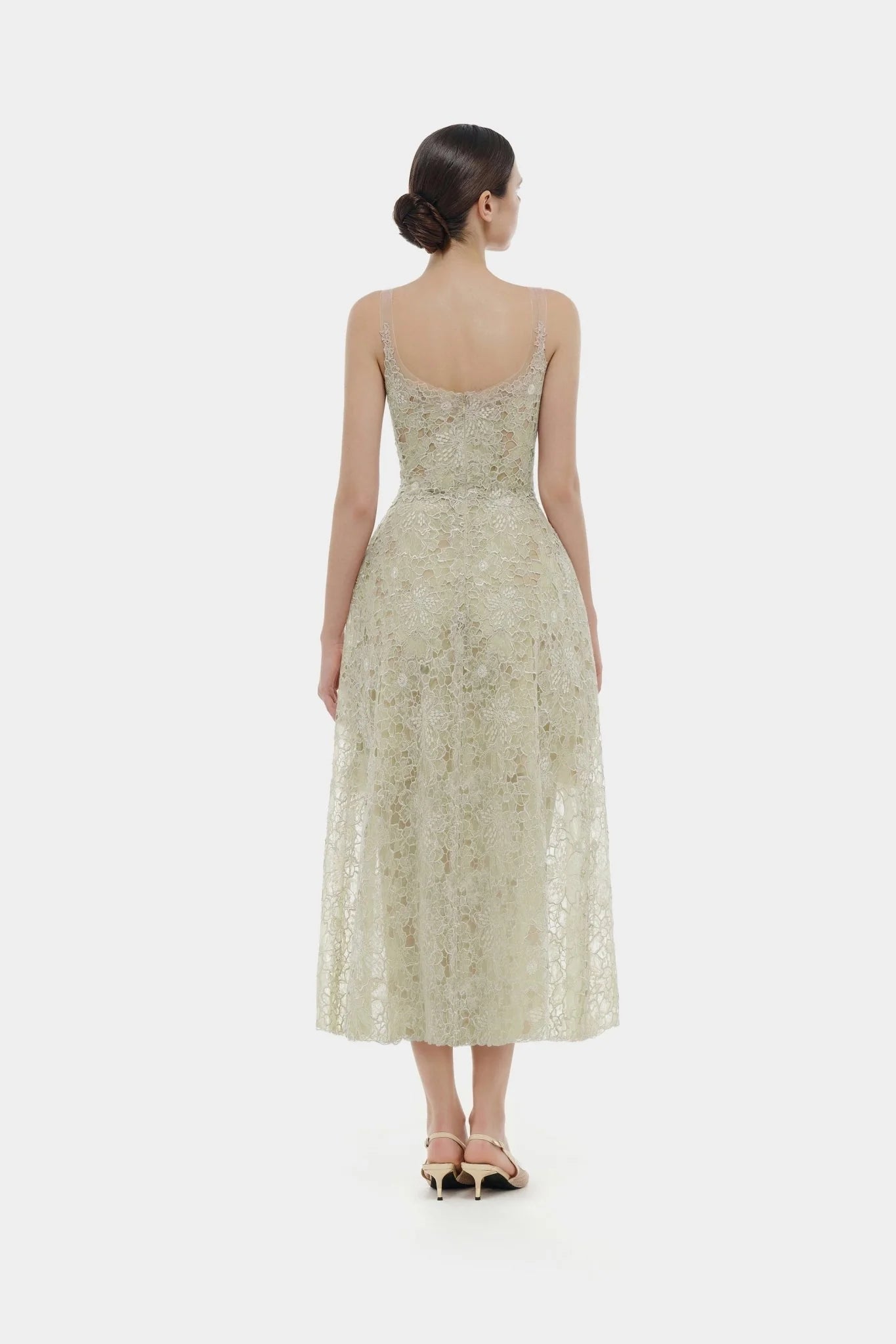 Montsand Mint Flower Lace Midi Dress