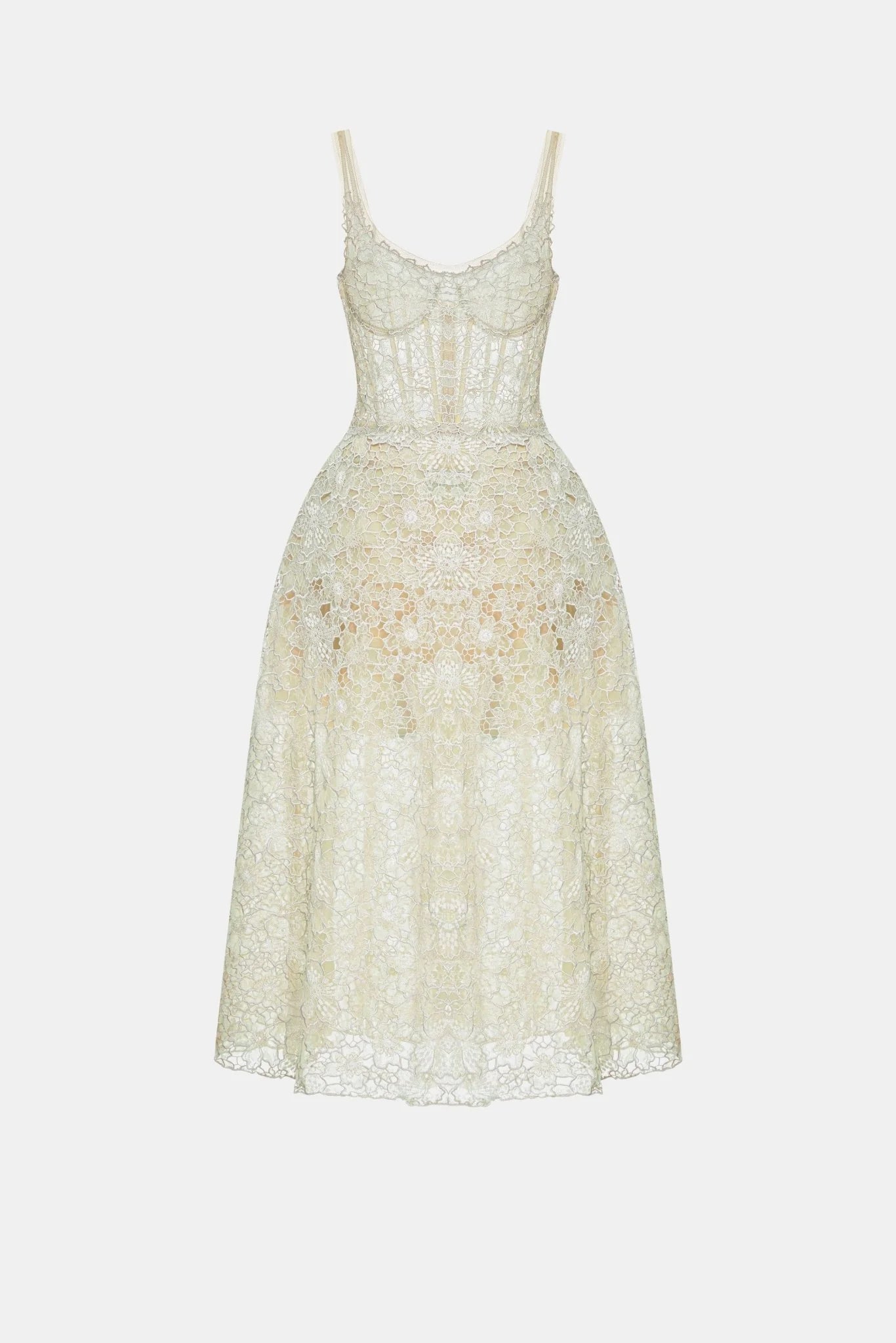 Montsand Mint Flower Lace Midi Dress