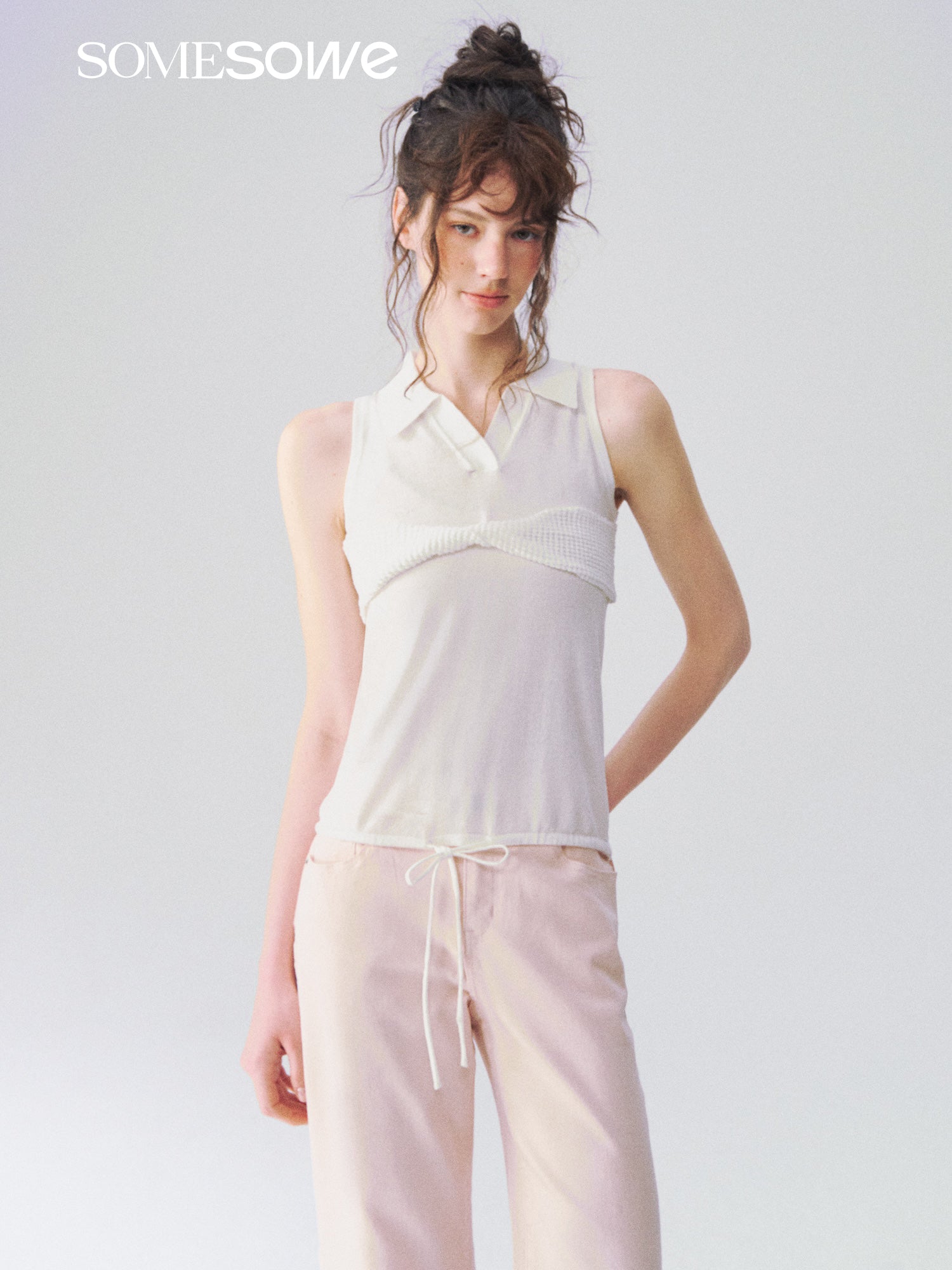 SOMESOWE S2609094 Oxygen sensitive twisted polo vest