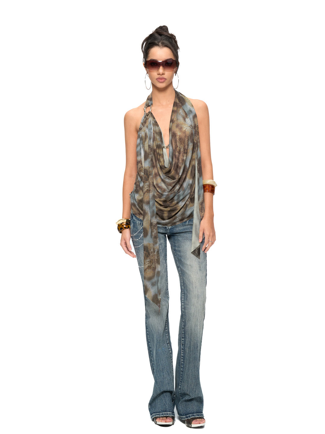 JYOSEI Leopard print neck hanging top