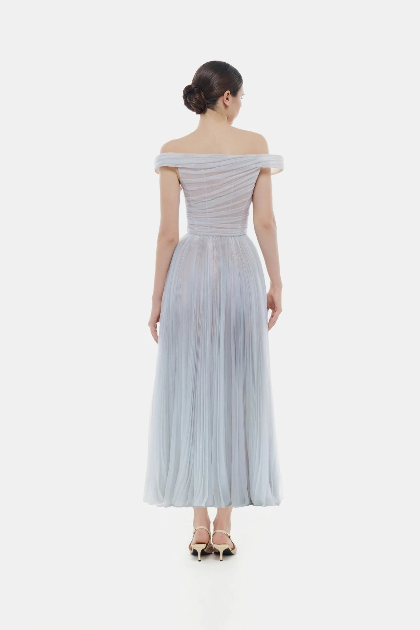 Montsand Violet Off-shoulder Midi Dress