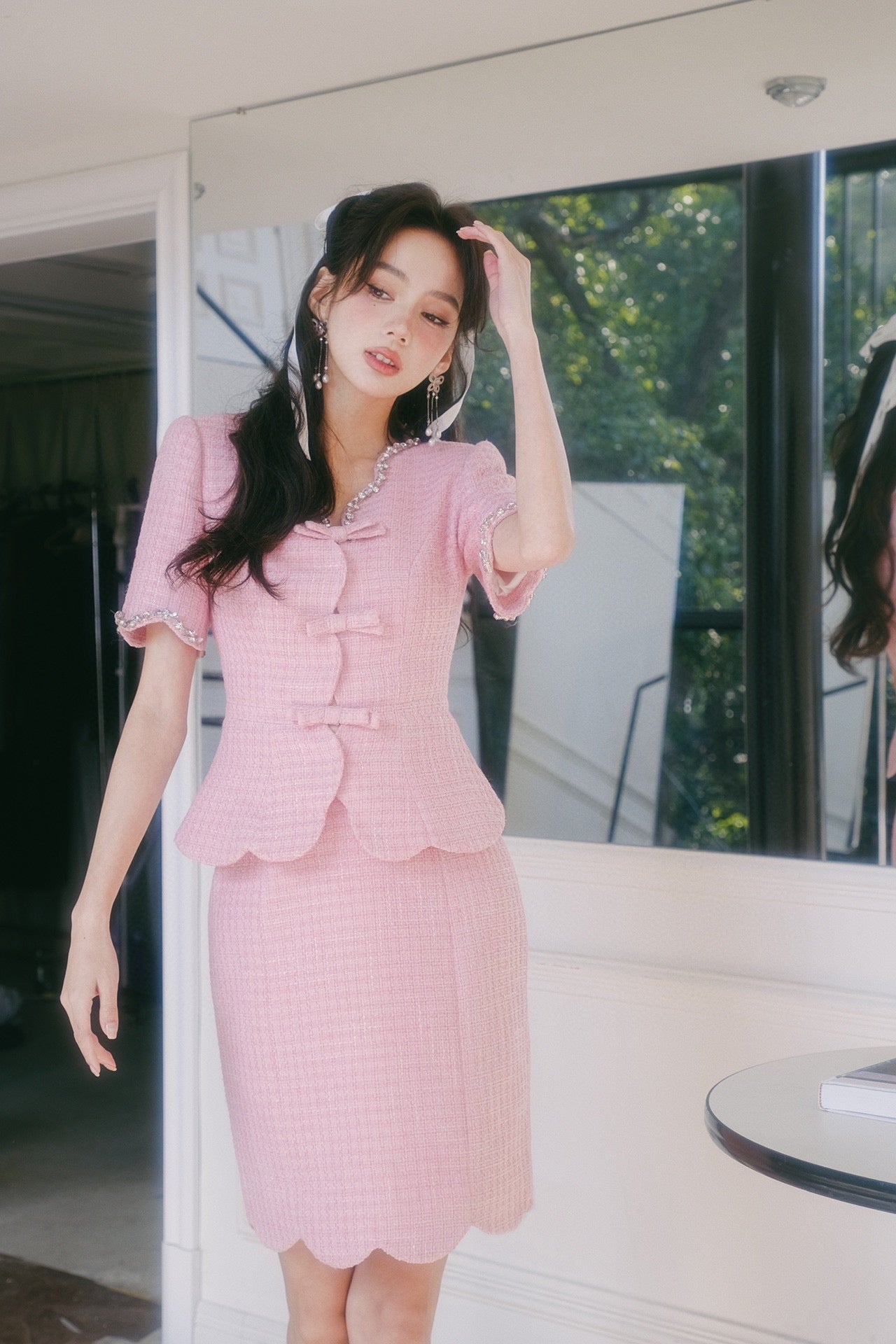 Masion Wester Pink Wave Edge Top& Skirt