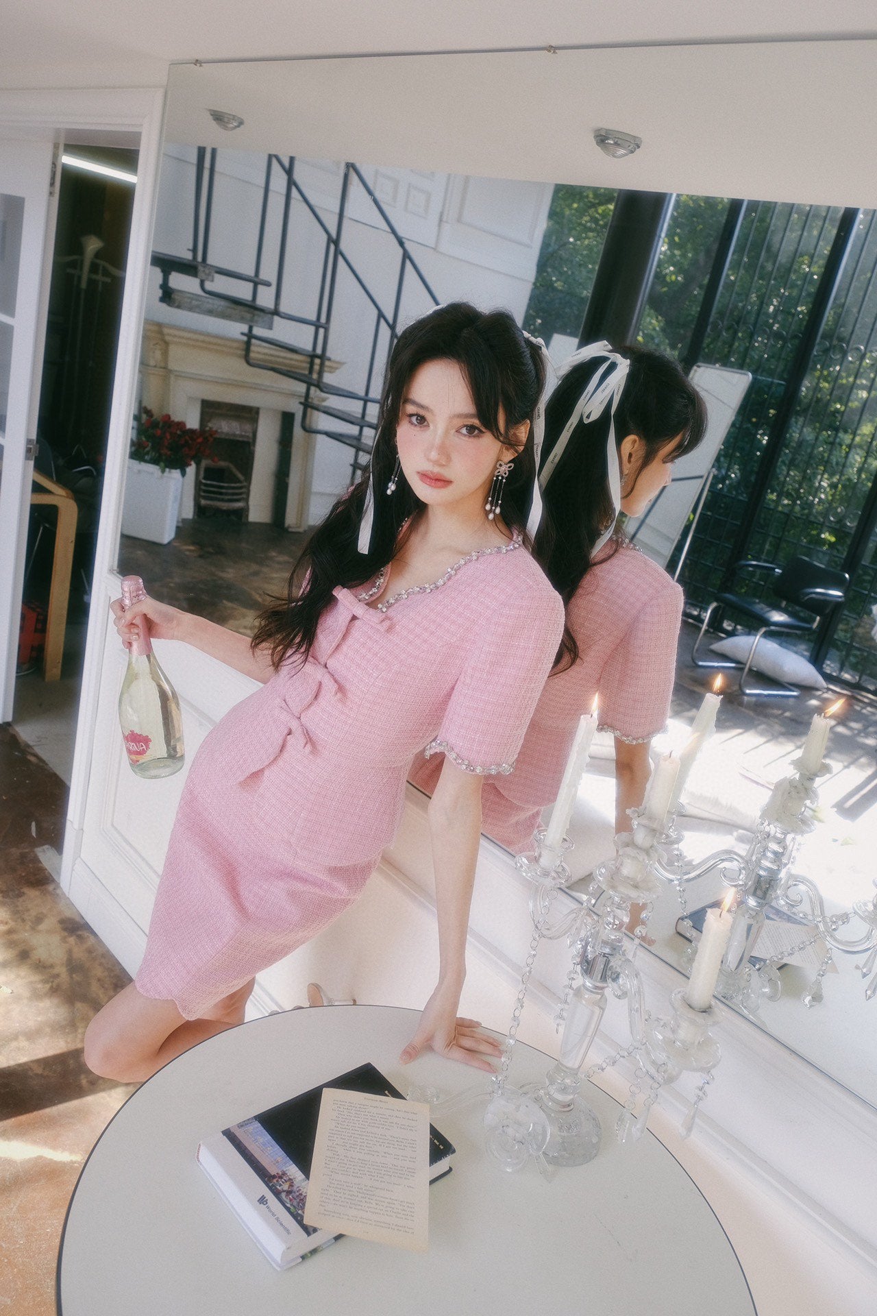 Masion Wester Pink Wave Edge Top& Skirt