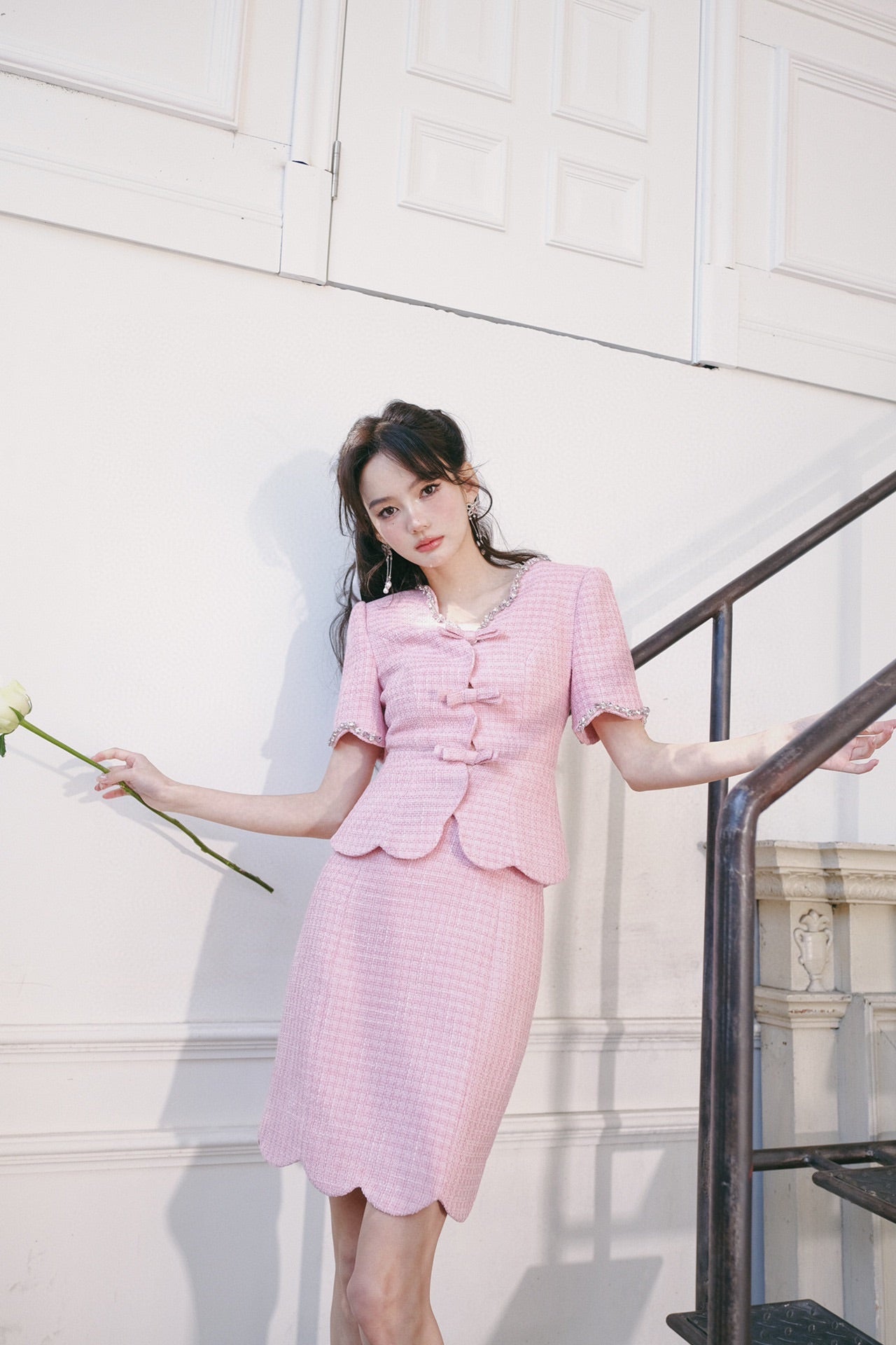 Masion Wester Pink Wave Edge Top& Skirt