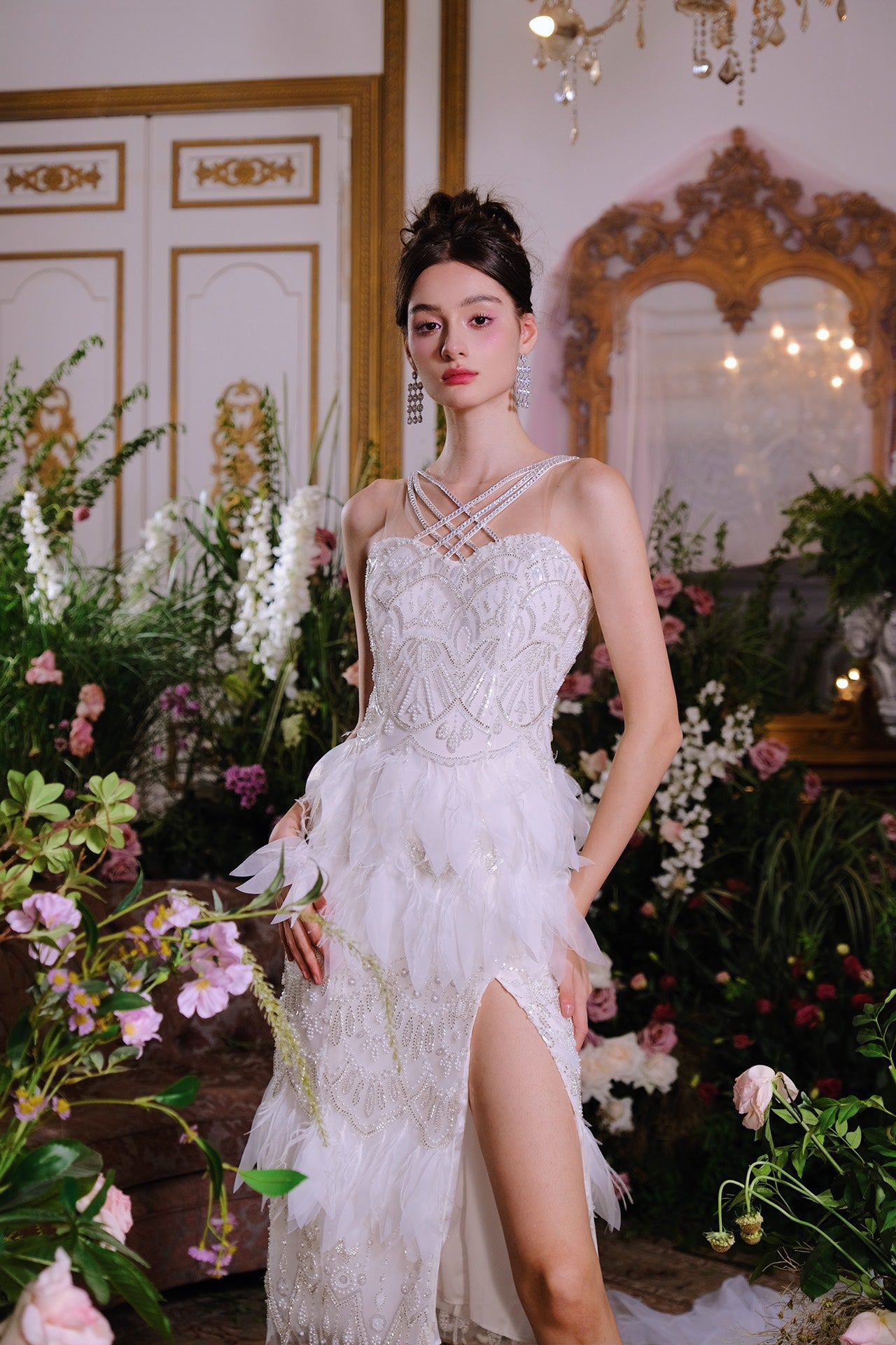 Wardrobes by chen Feather crystal bead dress