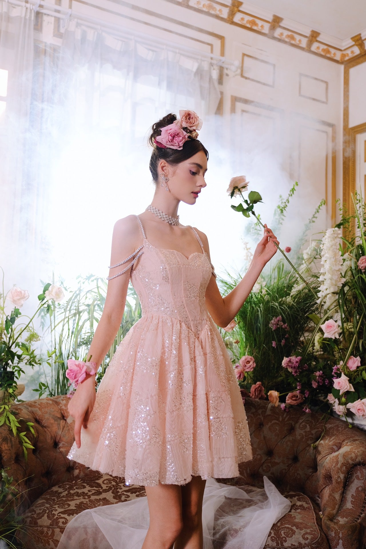 Wardrobes by chen Diamond chain sequin dress