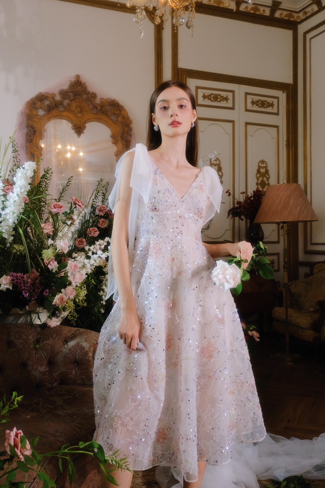 Wardrobes by chen Crystal sequin embroidered dress