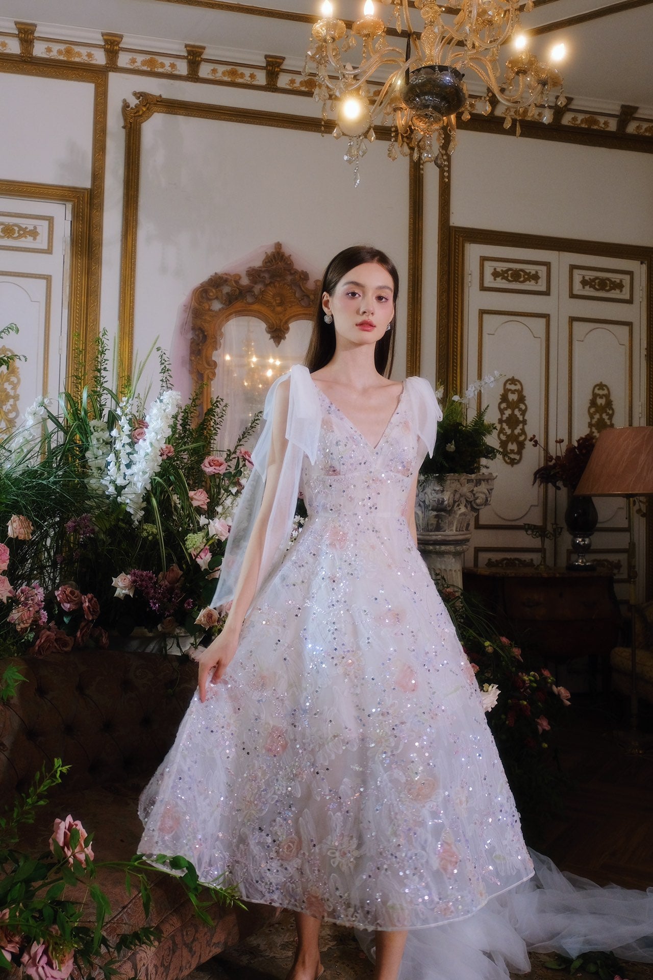 Wardrobes by chen Crystal sequin embroidered dress