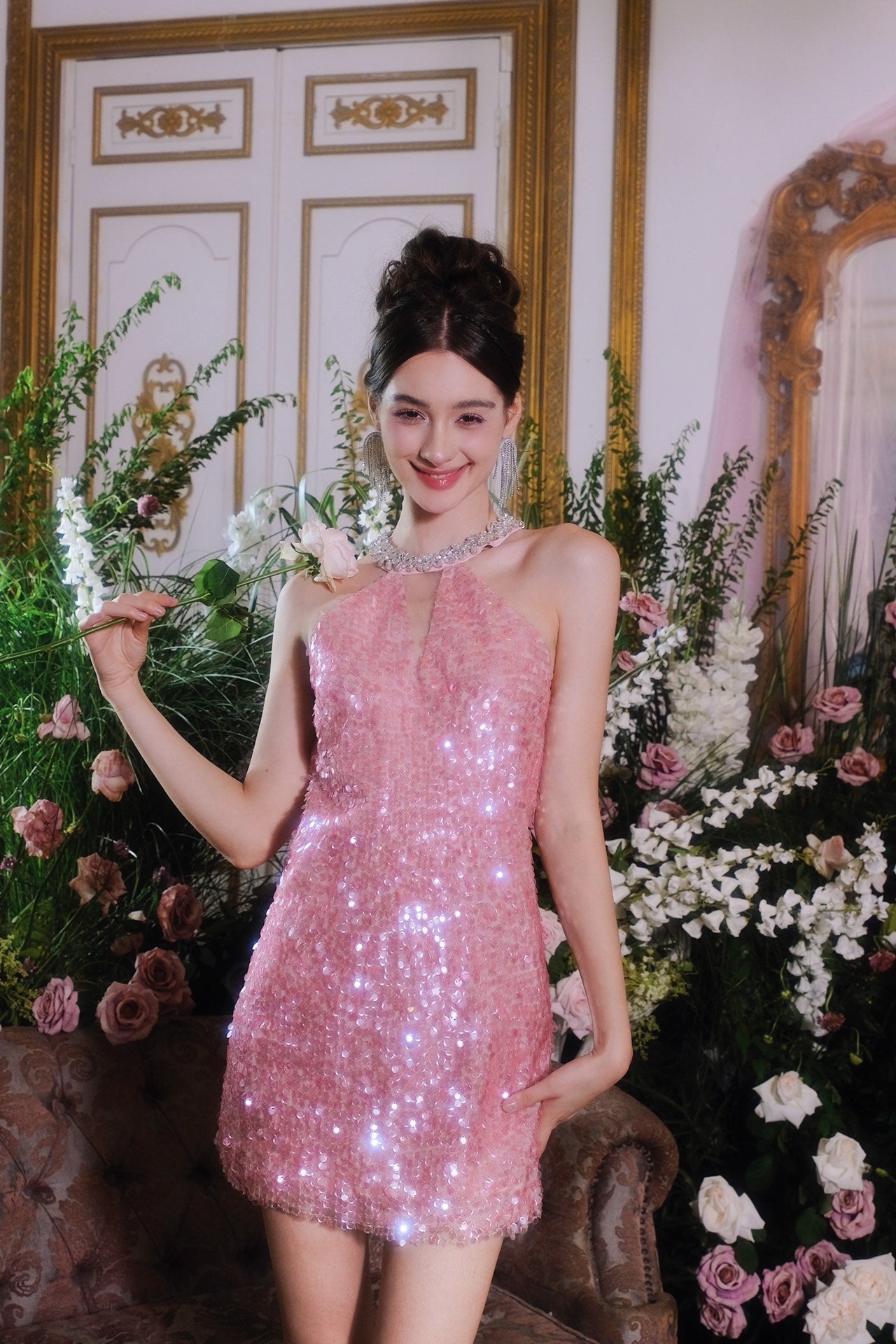 hanging sequin dress Wardrobes by chen Diamond Chain Sequin Hanging Neck Dress CHUUI_Collection