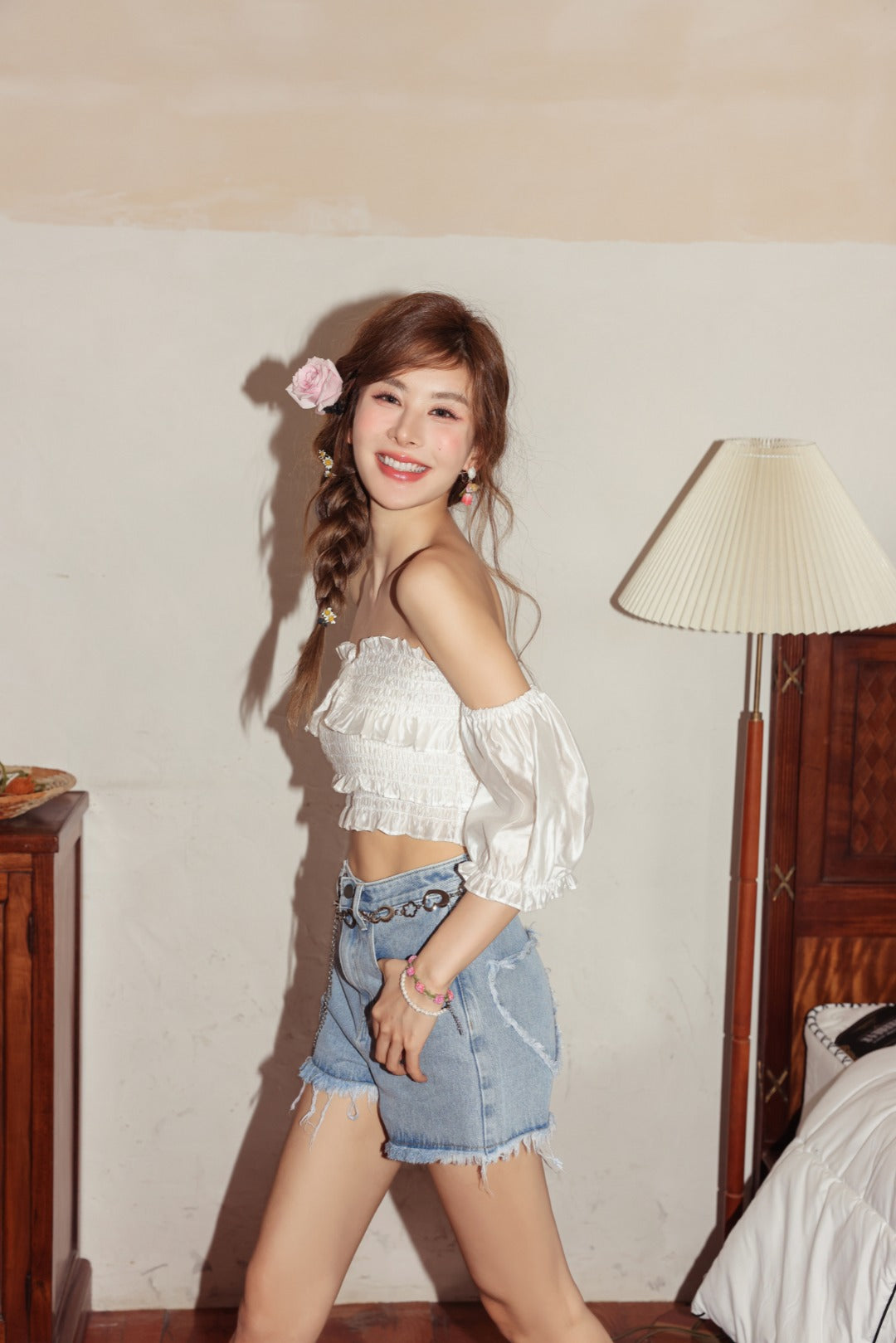 Lafreedom pearl white Off Shoulder