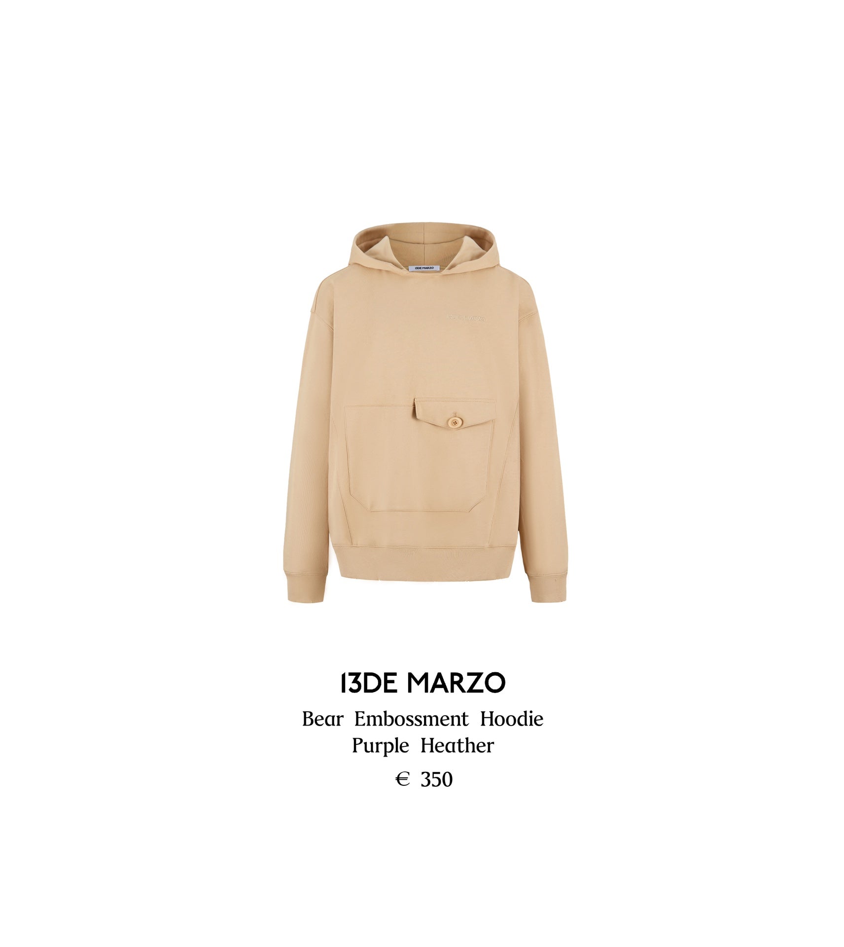 13DE MARZO Bear Embossment Hoodie