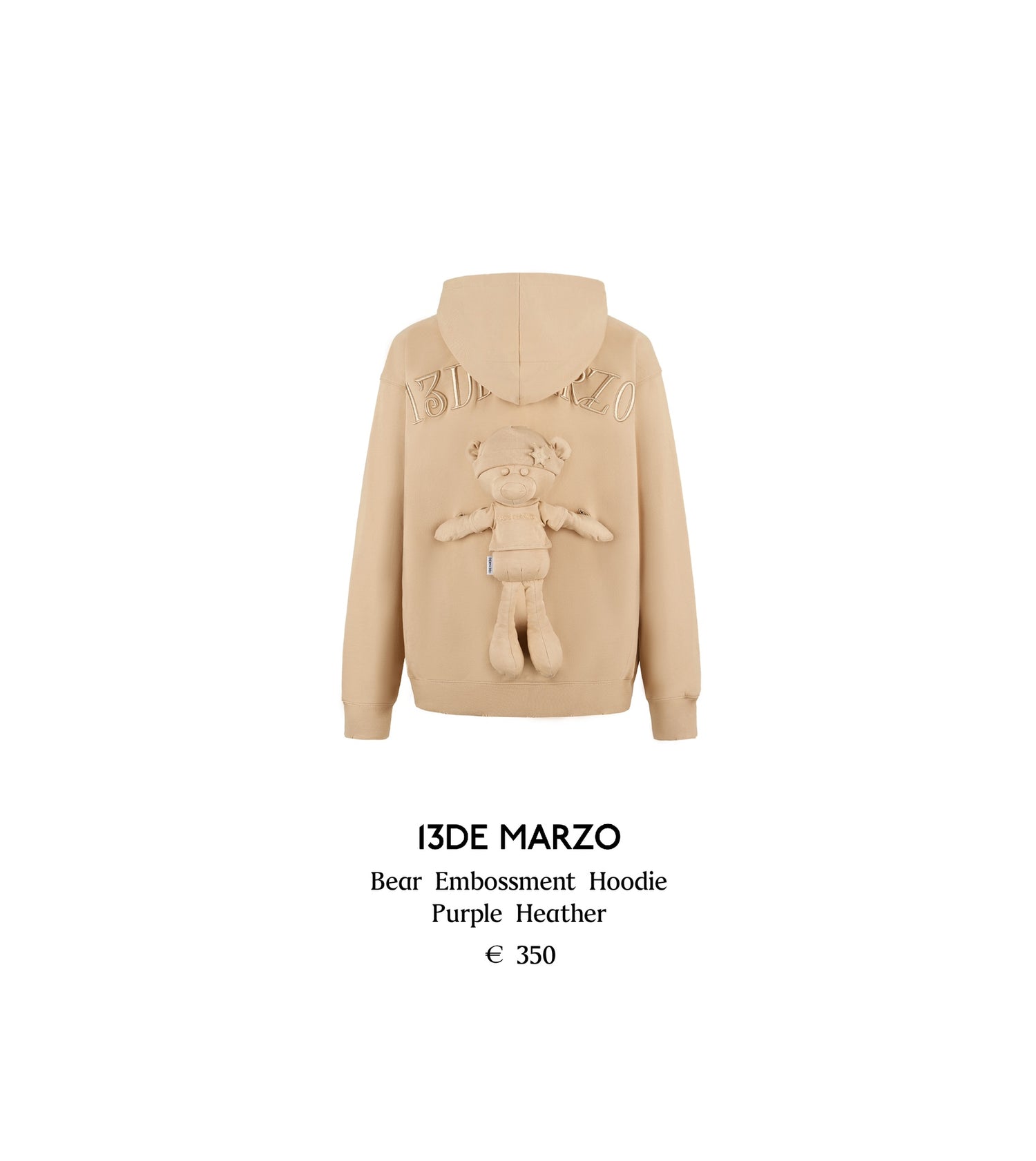 13DE MARZO Bear Embossment Hoodie