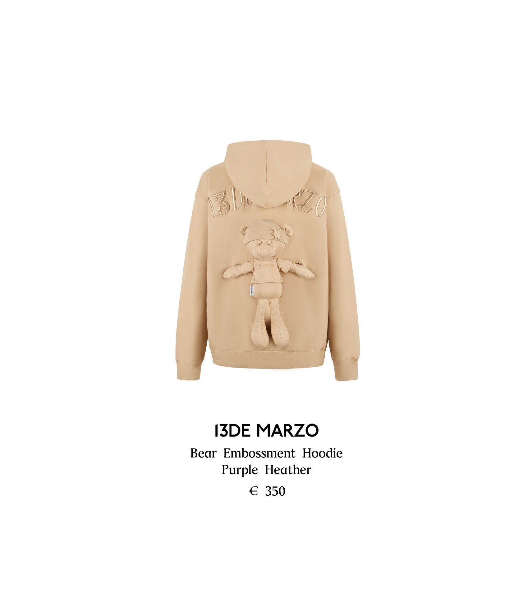 13DE MARZO Bear Embossment Hoodie