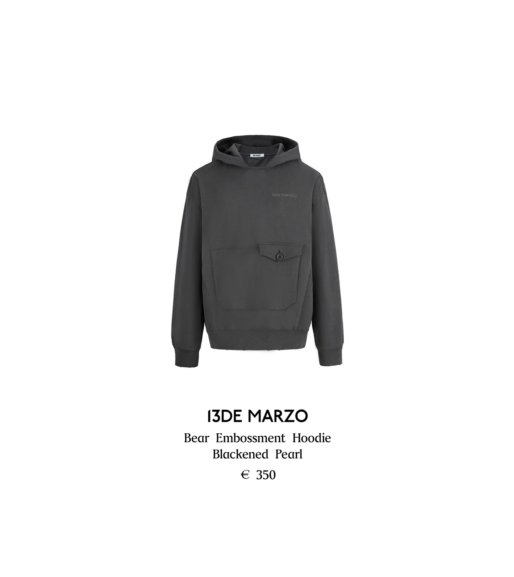 13DE MARZO Bear Embossment Hoodie