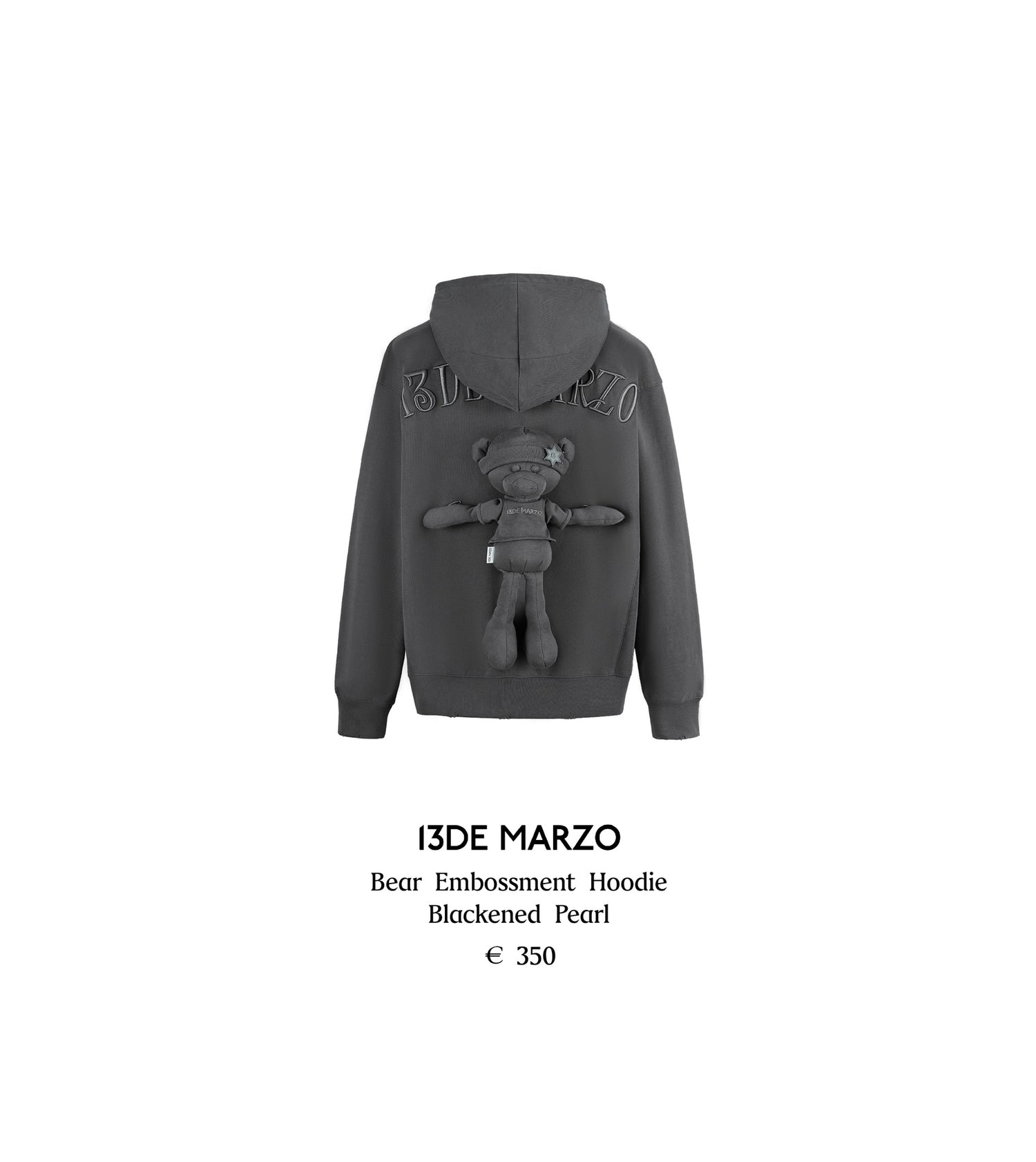 13DE MARZO Bear Embossment Hoodie