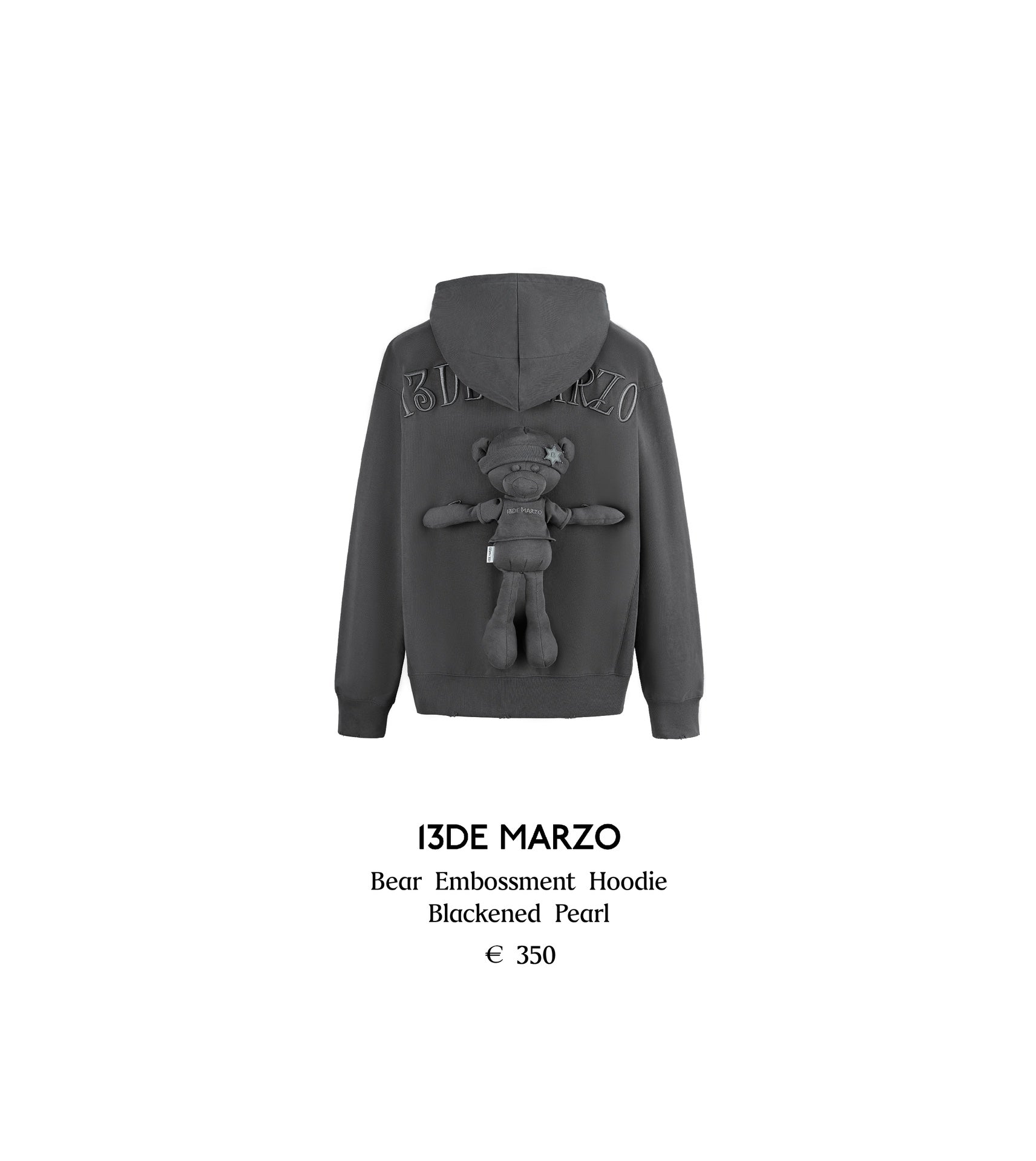 13DE MARZO Bear Embossment Hoodie
