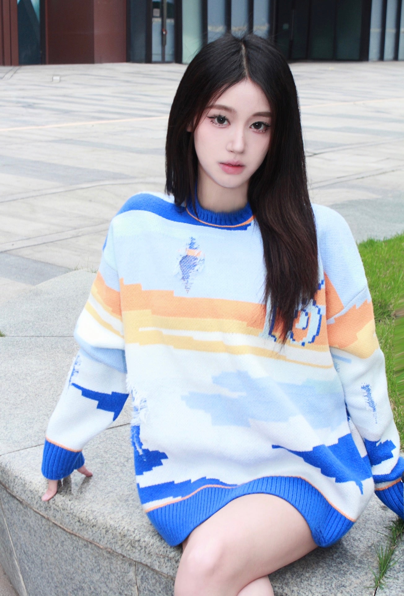 13DE MARZO Mosaic Scene Sweater