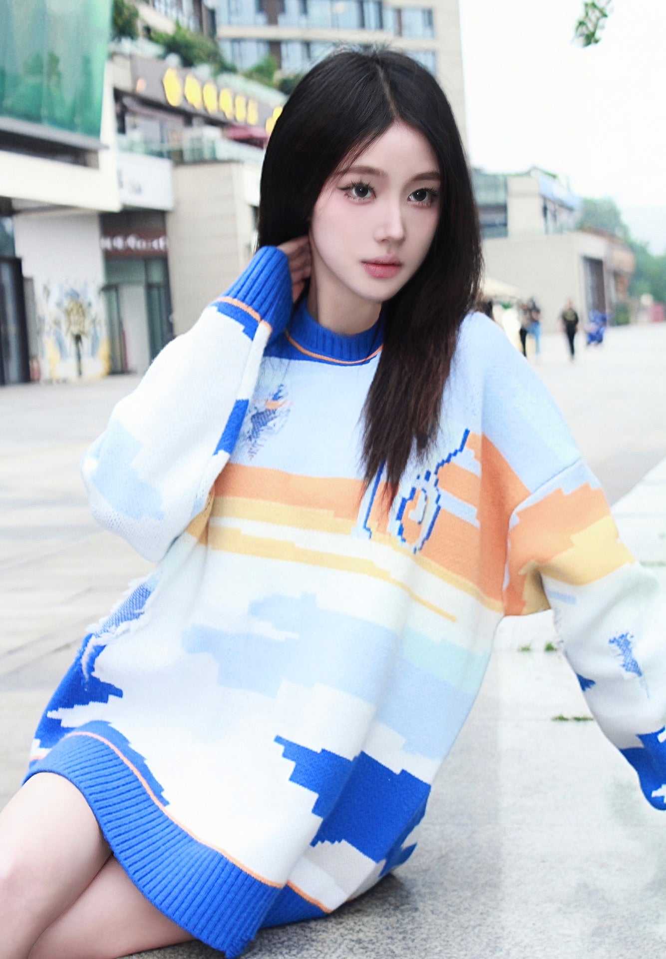 13DE MARZO Mosaic Scene Sweater