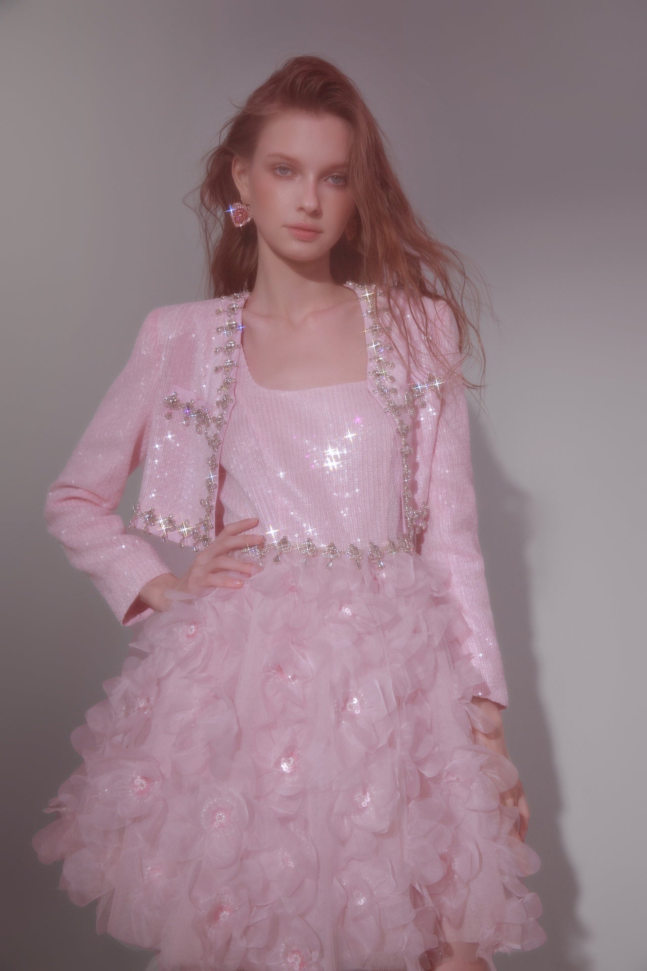 Wardrobes by chen Pink Flower Sequin set (separate)