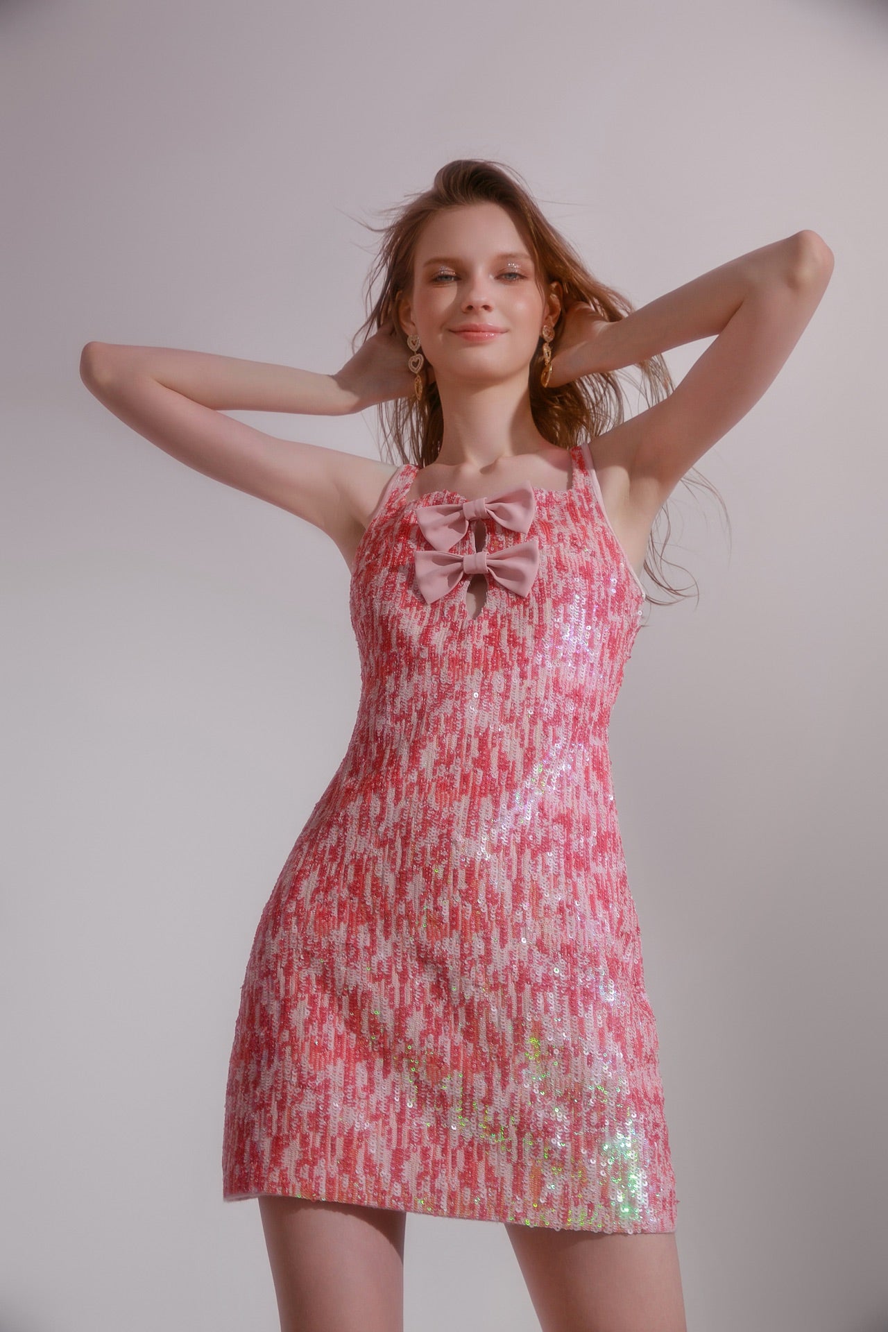 Wardrobes by chen Pink Bowknot mini dress
