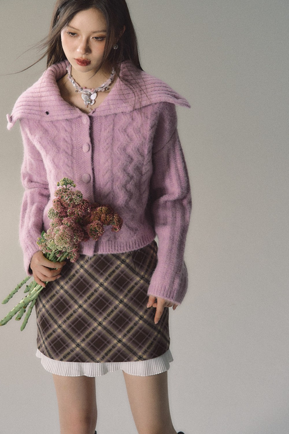 VIAPITTI Lapel Wool Sweater