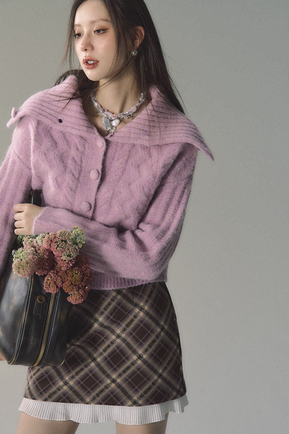 VIAPITTI Lapel Wool Sweater
