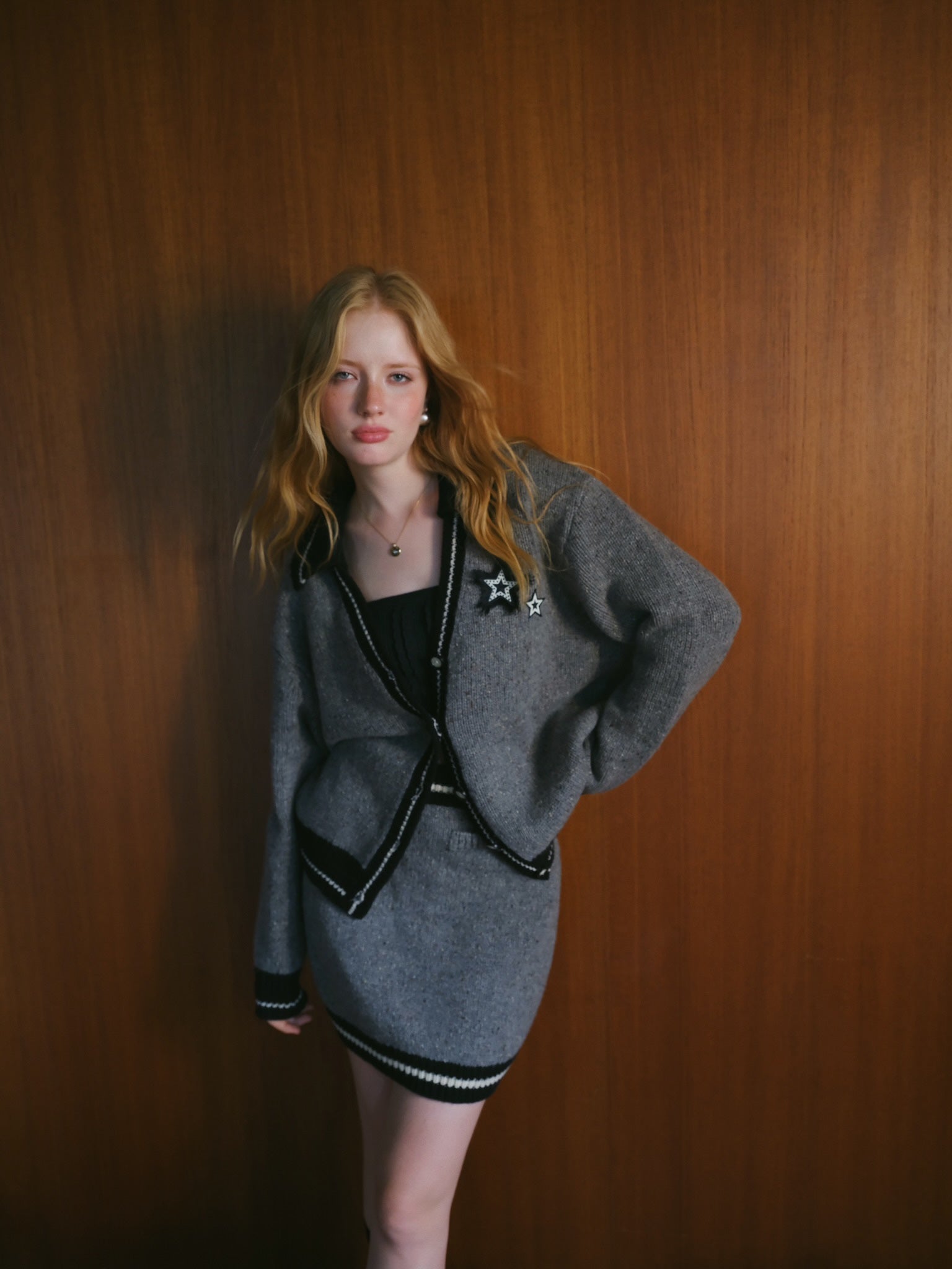 ROCHA ROMA Star cardigan short skirt set(Separate)