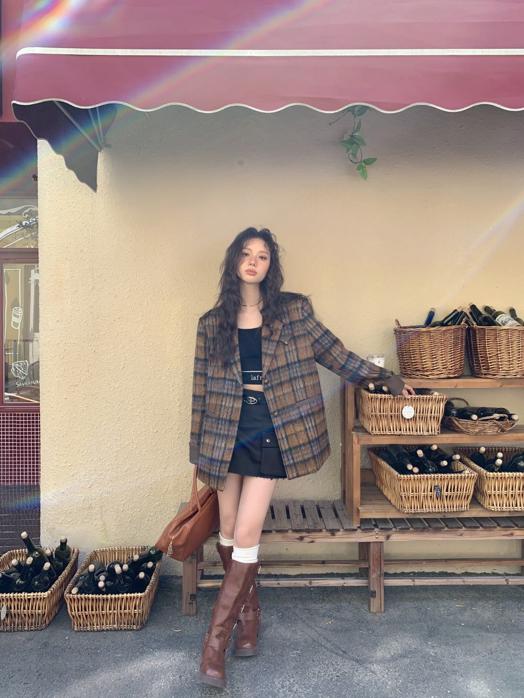 LAFREEDOM Vintage plaid woolen jacket