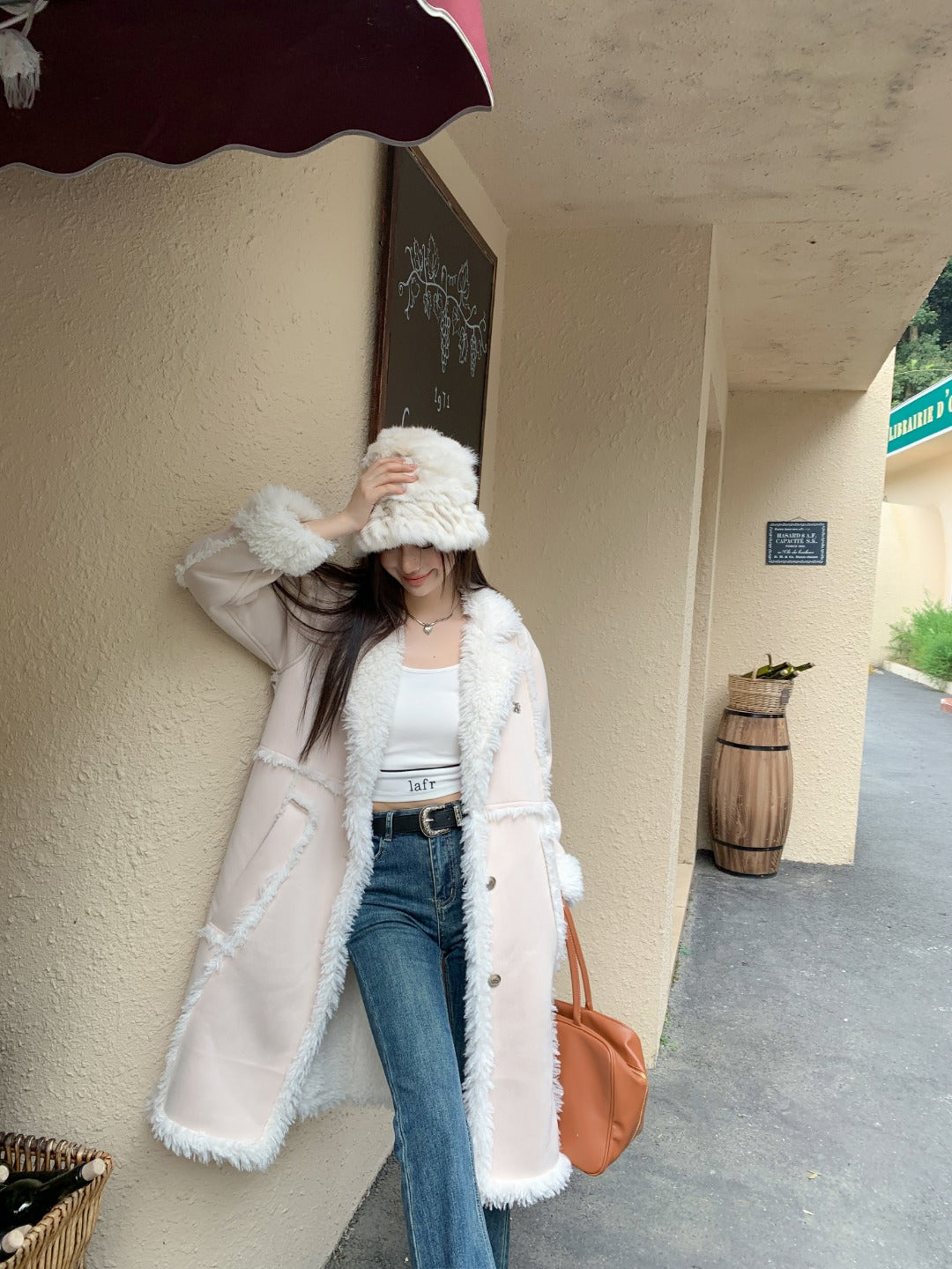 LAFREEDOM SALE Leather and Fur Maxi Coat(2color)