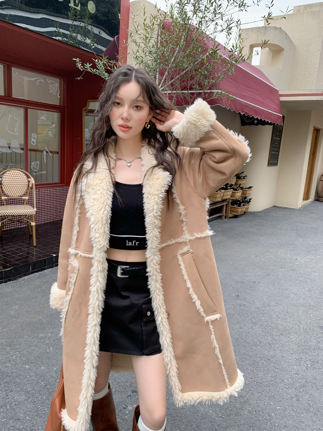 LAFREEDOM SALE Leather and Fur Maxi Coat(2color)