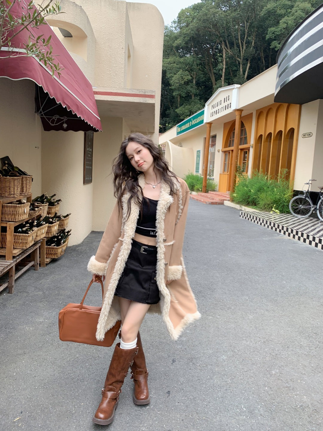 LAFREEDOM SALE Leather and Fur Maxi Coat(2color)